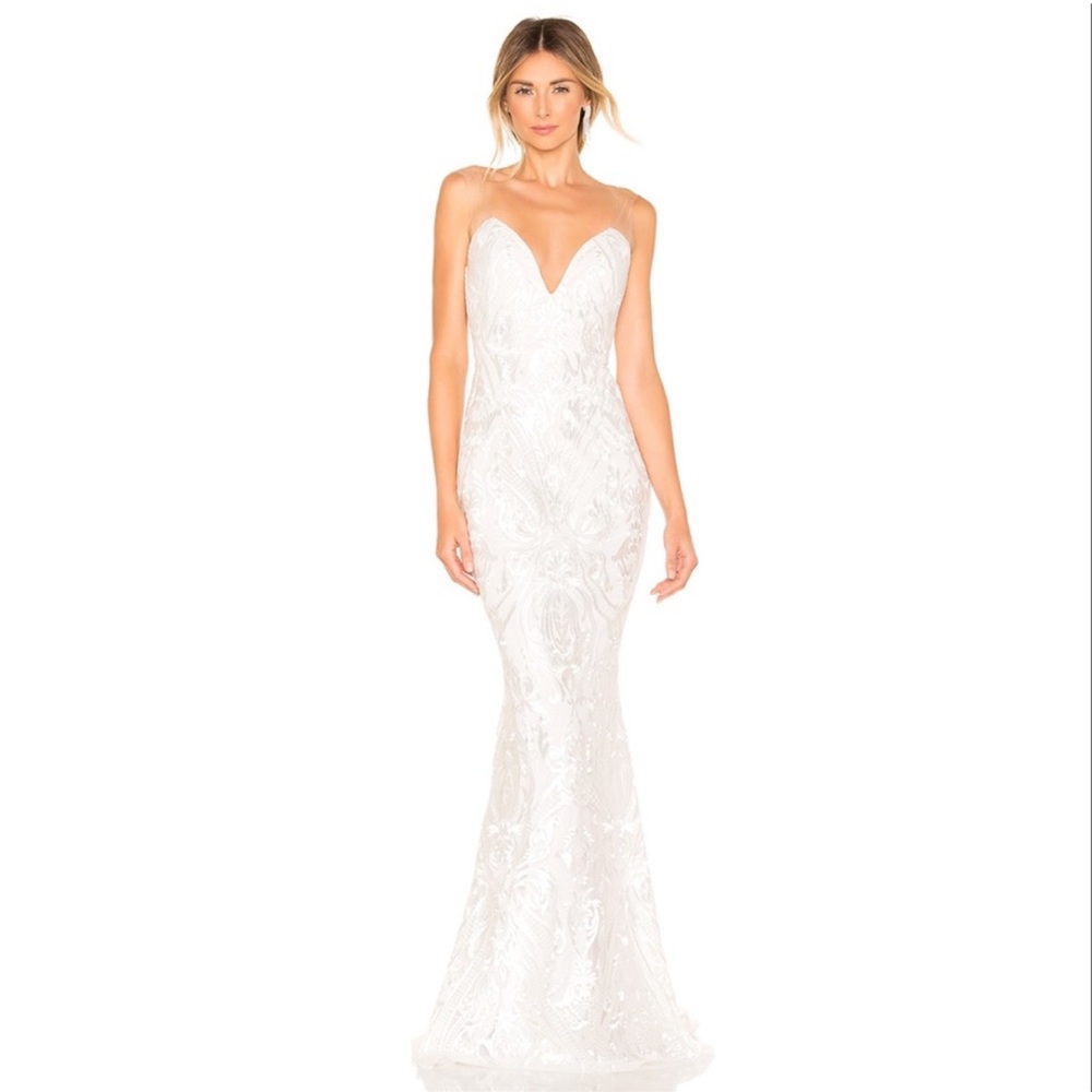 Noel and Jean The Lady Embroidered Illusion Gown